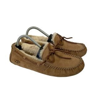 Ugg Moccasin Sheep Fur Lined Slippers Tan Size Women's 7